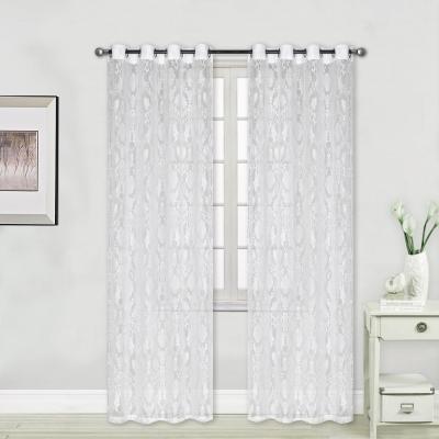 China Fashion Knitted Floral Cream Lace Up Semi Sheer Curtains For Bedroom Living Room for sale