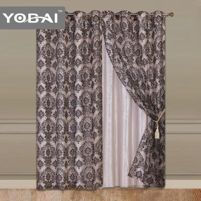 China Sustainable Fashionable Flocking Fabric In Organza Fabric In Bedroom Window Curtain for sale