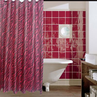 China Sustainable Leopard Print Black And Red Shower Curtain for sale