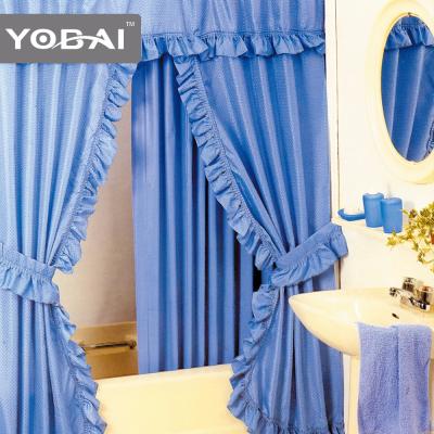 China Sustainable Wholesale Blue Double Swag Shower Curtains With Drapery for sale