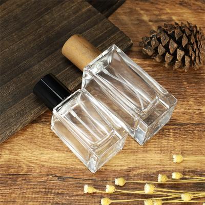 China Personal Care 30ml 50ml Cuboid Clear Glass Perfume Bottle For Wholesale for sale