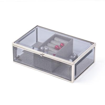 China Hand Made Rectangular Silver Custom Velvet Jewelry Boxes Packaging for sale