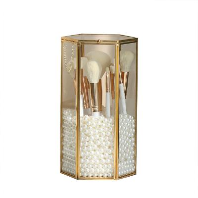 China Wholesale Hand Made Coppery Dustproof Makeup Brush Organizer for sale