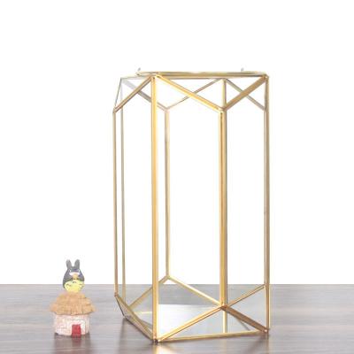 China Nordic Modern Brass Glass Tea Light Candle Holders Long Candlesticks for sale