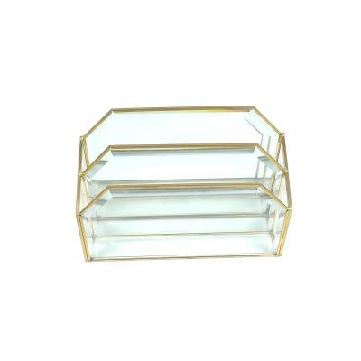 China Office Stationery Set A4 Folder Document Case Books Organizer Desktop Clear Glass Handmade Metal Folder Holder Box for sale