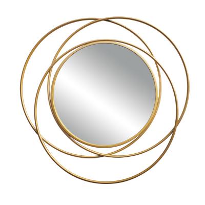 China Handcrafted Metal Living Room Gold Wall Circle Decorative Mirror for sale