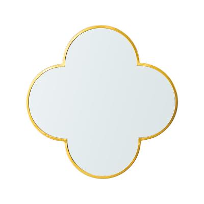 China Modern Design Porcelain Plum Shape Bath Makeup Hand Made Flower Shaped Wall Mirror For Living Room Decorative for sale