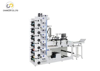 China 5 colors adhesive label flexo printing machine with 3 die cutting stations for sale