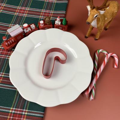 China Viable HOT Press Cookie Cutter Bakeware Tools Christmas-Themed Cane Stainless Steel Cookie Cake Molds for sale