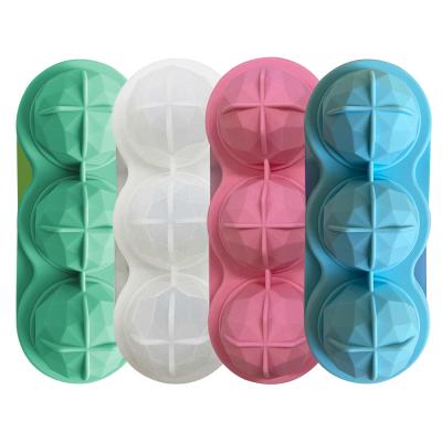 China Hot Sale 3 Holes Silicone Ice Molds Whiskey Ice Cube Maker Viable Kitchen Ice Maker for sale