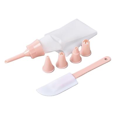 China Sustainable 5-Piece Spout Set Translucent Cream Bag With Spatula Cake Baking Tools for sale