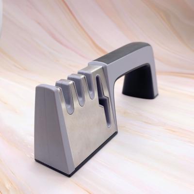 China Viable 4 in 1 Scissors and Manual Knife Sharpener Stainless Steel Kitchen Professional Household Sharpener for sale