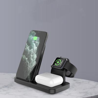 China 2022 Newest Idea Multifunctional Mobile Phone/Earphone/Watch Wireless Chargers Stand 15W Fast Charging Phone Holder for iPhone12/13 for iWatch for AirpodsPro for sale