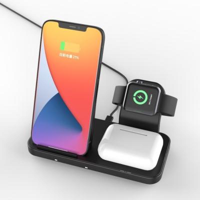 China Mobile Phone/Earphone/Watch 3 in 1Fast Wireless Charger Universal Material Aluminum Alloy 15w Qi Wireless Charger Pad for sale