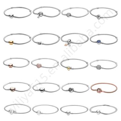 China New 925 Sterling Silver Pandoraer Moments Sparkling Heart Snake High Quality Romantic Clasp Chain Bracelet For S925 ALE Logo Fine Jewelry for sale