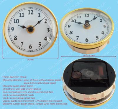 China 90mm Metal Frame Lens Clock Insert Mineral Glass Clock Fit Up Clock Youngtown 12888 Quartz Clock Movement Insert Clock Unit MK90795 for sale