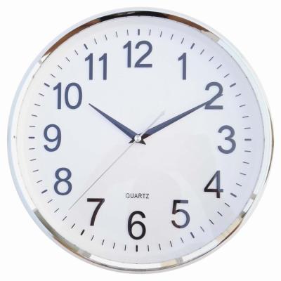 China 30cm Silver Silent Quartz Wall Clock Plating Frame Quality Sweep Hands Wall Clock Mechanism Engraved Numerals Dial MK802WKS for sale