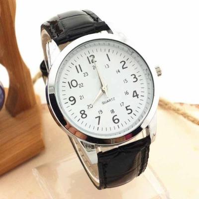 China Water Resistant Zinc Alloy Metal Case Stainless Steel Back Cover Quartz Wrist Watch PC21 Quartz Watch Movement PU Mineral Glass Leather Strap for sale