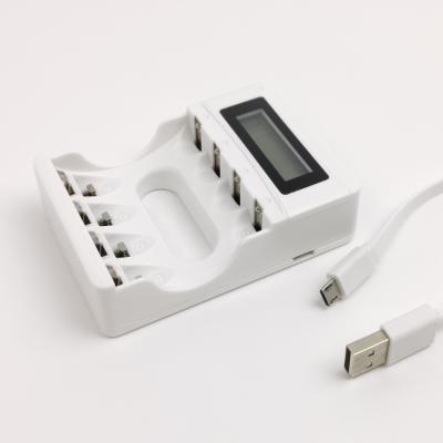 China Micro USB LED Display Portable AA/A.C.D. Rechargeable Battery Charger with LCD Display Micro USB Charger for sale