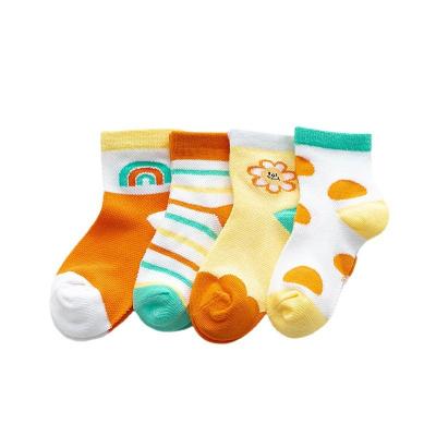 China Breathable Cartoon Mesh Kids Candy Socks Stripes Socks Cute Baby Cartoon Socks Kids for sale