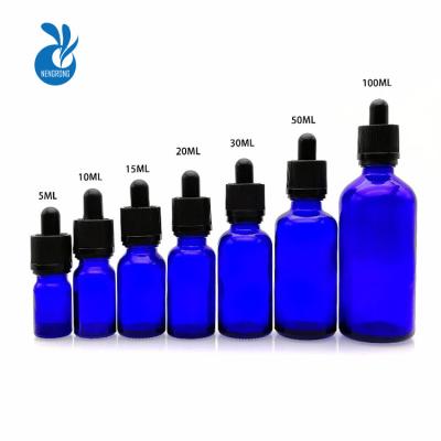 China Free Samples 5ml 10ml 20ml 30ml 50ml 100ml 15ml Personal Care Blue Liquid Glass Dropper Bottle e Pipette Essential Oil Glass Dropper Bottles for sale