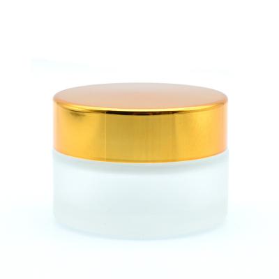 China 15g high quality glass jar eco-friendly frosted eye cream jar for free sample with gold cap for sale