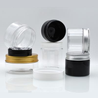 China 1oz 2oz 4oz 30ml 40ml 50ml 60ml 80ml 100ml 120ml PET Clear Plastic Jar Eco-friendly Plastic Jar With Transparent Aluminum Lid Inner Seal for sale