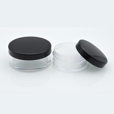 China Eco-Friendly Eco-Friendly Plastic 5g 10g 20g 50g 30g 30ml 1oz 30gram Clear Loose Powder Jar Container With Sieve Black Lid for sale