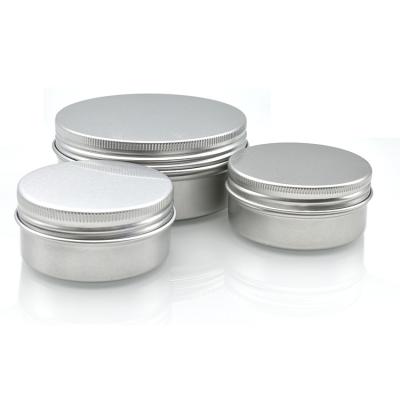 China Eco-friendly round 5g 10g15g 20g 30g 50g 60g 80g 100g 150g 50ml 60ml 100ml 150ml 200ml empty cosmetic cream aluminum jar with screw clamp lid for sale