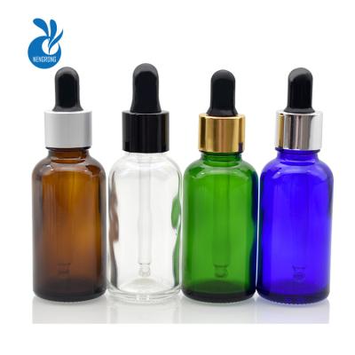 China Wholesale Clear Blue Green Amber 5ml 10ml 20ml 50ml 100ml 15ml 30ml Personal Care Dropper Glass Bottle With Child Safe Cap For Essential Oil for sale