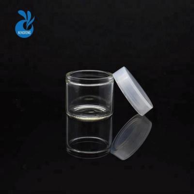 China Small Free Sample 5ml 6ml No Stick No Neck Glass Concentrate Container Glass Jars 6ml Glass Jar With Plastic Lids for sale