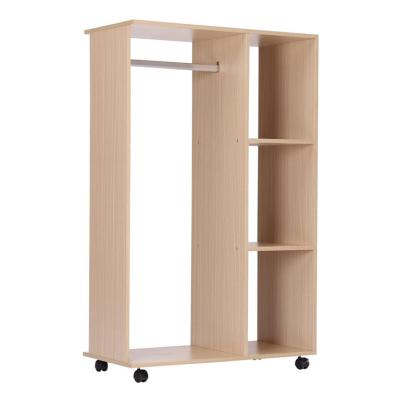 China Factory Price Modern Simple Wardrobe Cabinet With Storage Shelves Casters Movale Home Bedroom Furniture for sale