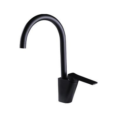 China Thermostatic Faucets SUS304 Stainless Steel Gooseneck Kitchen Faucet Kitchen Sink Faucet Black Finish for sale