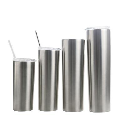 China Sustainable 20oz Tall & Slim Stainless Steel Drink Canister Double Wall Vacuum Insulated Silver Skinny Stainless Steel Tumbler for sale