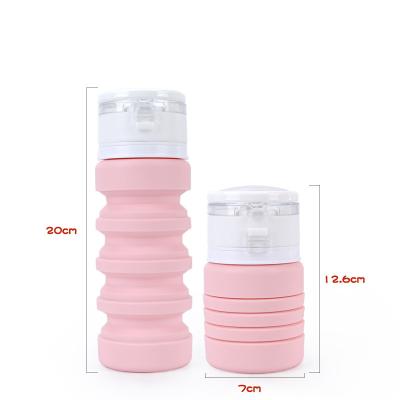 China Sustainable 400ml Portable Drink Travel Outdoor Bottle Collapsible Silicone Folding Water Bottles for sale