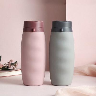 China Sustainable Pink Fashion Drinking 600ml Travel Outdoor Sports Collapsible Silicone Foldable Water Bottle for sale