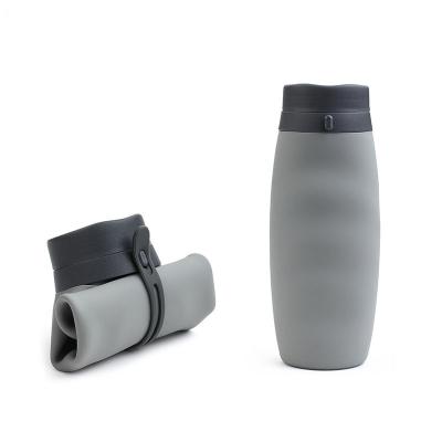 China Sustainable Portable Drinking 600ml Travel Outdoor Collapsible Silicone Foldable Water Bottles for sale