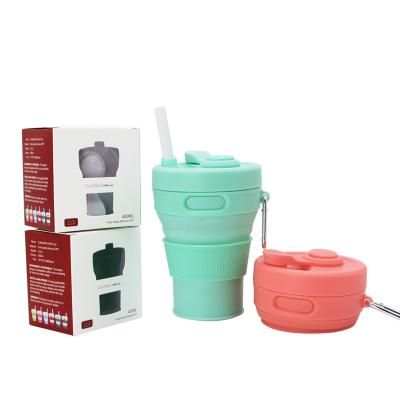 China Sustainable 450ml New Design Collapsible Travel Outdoor Drinking 450ml Telescopic Silicone Coffee Cup for sale