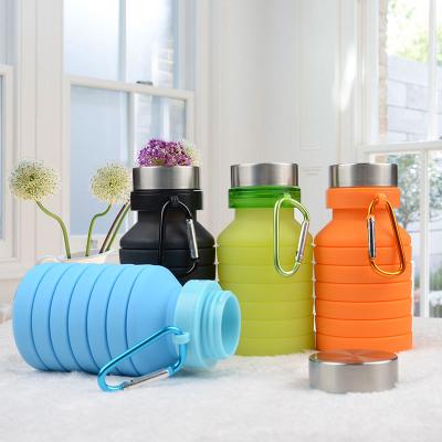 China Sustainable Portable Outdoor Silicone Folding Water Bottle Sport Water Cup Travel Drinking Collapsible Retractable Cup for sale