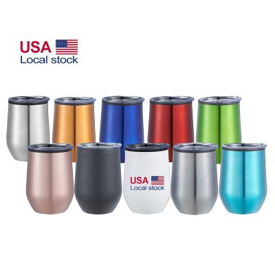 China Sustainable US Warehouse Wine Tumbler Double Wall Insulated Vacuum Coating Painted Galvanized 12oz Tumbler Water Bottle Tumbler for sale