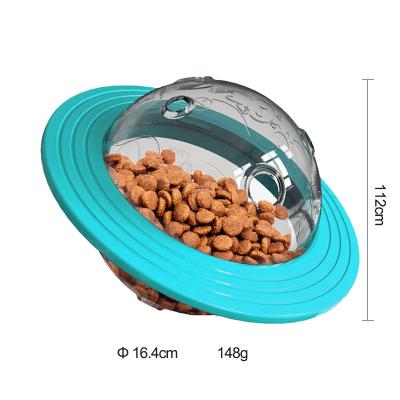 China Stocked Wholesale Bite-Resistant UFO Interactive Chasing Chewing Dog Toy ODM/OEM Slow Feeder Leaking Ball For Dog for sale