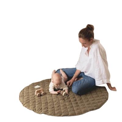 China Children's Mat Cotton Round Solid Color Soft Crawling Infant Mat Blanket Game Activity Cushion Infant Ground Floor Baby Play Rug Children's Rug for sale