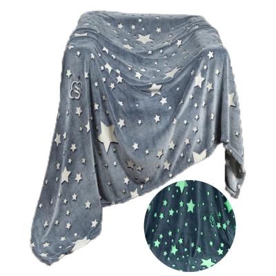 China Glow in the Dark Glow in the Dark Throw Blanket, Soft Plush Glow Stars Throw Blanket Double Sided Flannel Fleece Sherpa Fun Gift for Kids Girl for sale