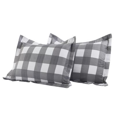 China Nondisposable Gray Grid Pillow Cases Black Striped Bed Pillow Covers Vertical Striped Pillow Protectors for sale