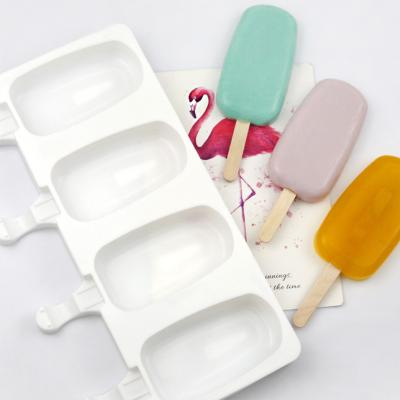 China 4 Cavity Oval L Large Silicone Mold Ice Cream Stick Ice Mold DIY Homemade Ice Cream Silicone Mold for sale