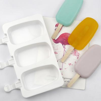 China 4 Cavity Oval L Large Silicone Mold Ice Cream Stick Ice Mold DIY Homemade Ice Cream Silicone Mold for sale