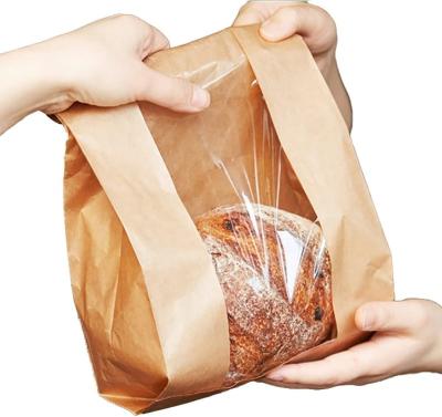 China Popular Custom Printing Plastic Bags Greaseproof Kraft Paper Disposable Bag With Clear Window For Bread for sale