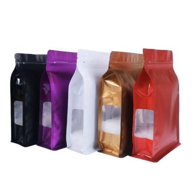 China Factory Recyclable Chinese Custom Printed Kraft Paper Flat Bottom Coffee Bags With Valve Zipper Coffee Bean Tea Package for sale