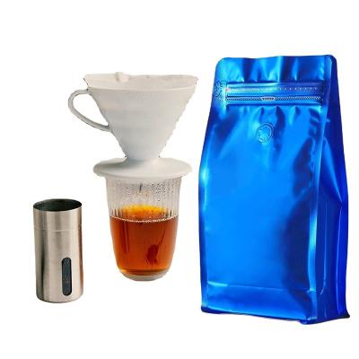 China Food Grade Recyclable Black Outdoor Pack Tengyi Coffee Bag With Valve Aluminum Foil Coffee Pouch Ziplock Bag for sale