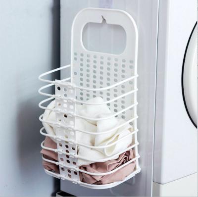 China Wall Mounted Washing Machine Minimalist Plastic Folding Basket Storage Basket Laundry Toilet Bathroom Storage Basket for sale